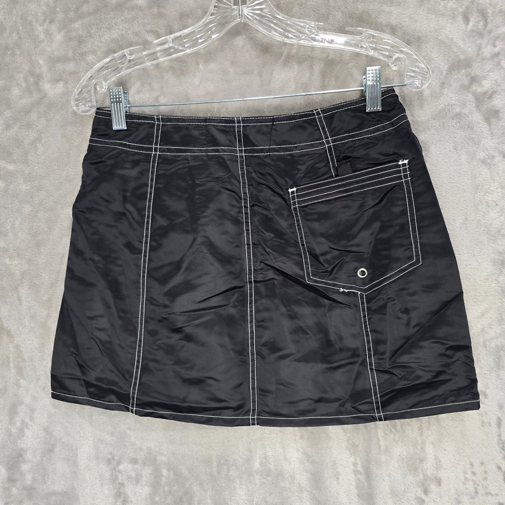 Vtg Bodywave Board Skirt Women 7 Black Beach Stripe Y2K Nylon Mini Gorpcore Tech - Picture 2 of 10